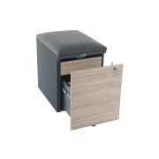 Тумба офисная с пуфом Практикант 2 ящика (антрацит/вяз)