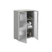 Шкаф NW 1280/2G со стеклом белое дерево/серый