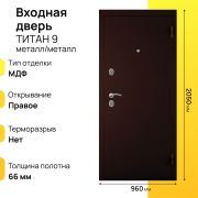 Входная дверь Титан правое 9