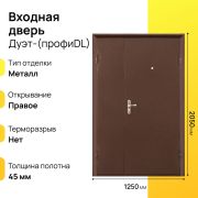 Входная дверь Профи дуэт DL правое